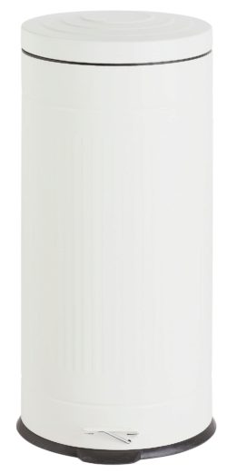 Collection 30 Litre Rib Design Pedal Bin - Cream.